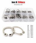 All In One Snap Ring Kit M5 To M20 External Circlips Set Stainless Steel Box B with 250 Pieces