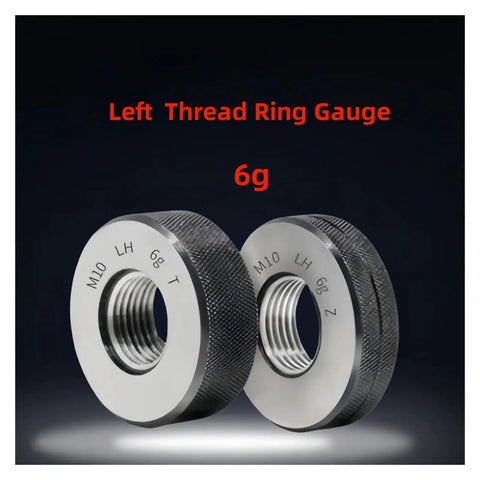 Left Metric Fine Tooth Thread Ring Gauge for Internal Threads with M10 6g marking, precision measuring tool in GR15 steel.