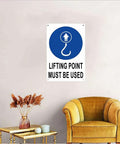 Aluminum Lifting Point Safety Sign 8x12 Inches Durable Industrial Marker For Warehouse And Factory Rigging Area