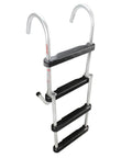 Folding 4-Step Pontoon Ladder With Quick Connect Mounting Cups Extends 37 Inches From Deck And Folds To 29 Inches By 15.5 Inches By 3.5 Inches 300 Lb Capacity Lightweight And Durable Includes All Hardware, silver aluminum ladder