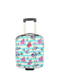 Designer Underseat Luggage For Women, 15 Inch Hardside Carry On With Two Rolling Wheels, Stripe Floral Hummingbird Pattern
