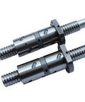 Rock Solid 800mm RM1605 Ball Screw Kit With Double Nut Housing BK BF12 End Supports And DFU Coupler, close-up of two steel screws