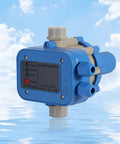 110V Automatic Electronic Switch Control Pressure Controller For Pumps And Water Systems with blue casing on water backdrop
