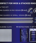 Ring Size Adjuster Kit For Loose Rings With Wide Bands 3 To 8mm Includes polishing cloth, 6 spiral guards, 6 pad guards