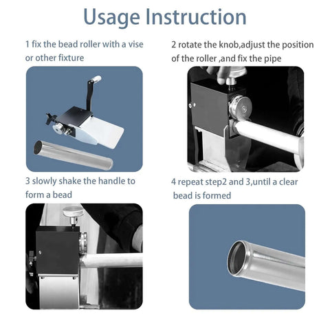 Bead Roller For Tubing And Hose Five Eighths Inch Aluminum Manual Tube Bead Roller Tool usage instructions illustration