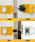 All In One Door Hinge Jig And Lock Installation Kit With Aluminum Alloy Adjustable Mortise Template in use on door.