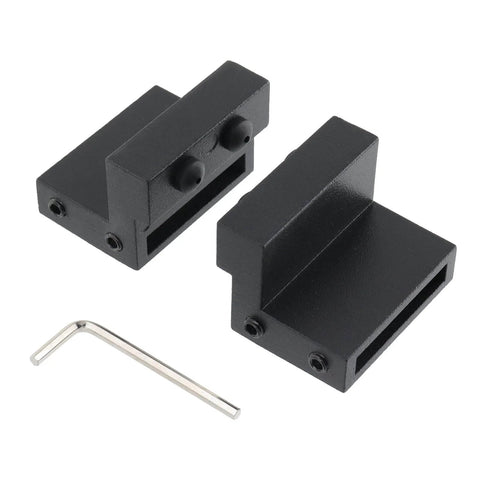 Barn Door Roller Stopper Hardware For Track 41x7mm Flat Rail Limit Stop, Rust-Resistant Carbon Steel, Easy Install, Black Finish, 2 Pack With Wrench