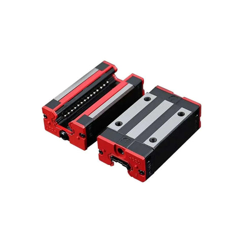 Smokin Hot High Precision Linear Guide Rail Kit With 4 Pcs Hgh Slides And Blocks For Smooth CNC And Router Motion Low Friction Durable Steel Build Easy Install No Gimmicks Here, red and black HGH linear blocks