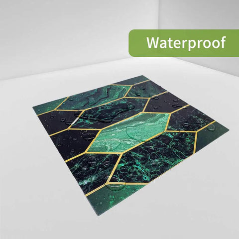 Emerald Holographic Hexagon Peel And Stick Backsplash Tiles Art Deco Self Adhesive PVC Wall Tiles, waterproof detail