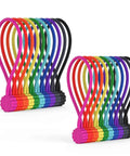 Silicone Magnetic Cable Ties Reusable Phone Cord Organizer, 20 Pack in 10 Color Options, shown in rainbow loops