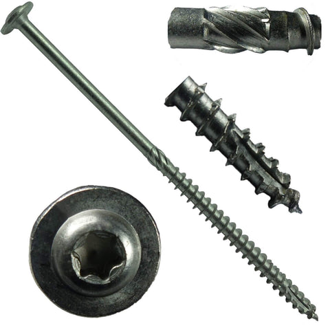 15 X 6 Inch Construction Lag Screw Stainless Steel 300 Series With T30 Torx Drive Heavy Duty Washer Head for ACQ Treated Lumber