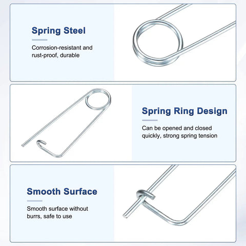 8 Pack Brooch Shape Cotter Pins With Quick Lock Fasteners 2x45mm Spring Steel Pins; corrosion-resistant and smooth surface features