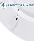 Close-up of cushioned toilet seat protective bumper, part of the Plush Cushioned Toilet Seat In Desert White For Elongated Bathrooms.