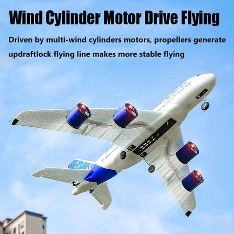 RC Airplane A380 Four Motor Two Point Four G Remote Control Plane With LED Lights Crash Resistant EPP Airliner in flight