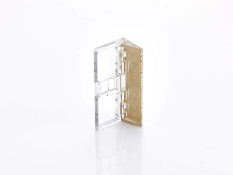 Side view of Sliding Door Security Bar, Hinge Style Lock For Patio Doors And Windows, featuring a clear hinged design for easy install.