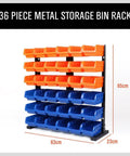Wall Mounted 36 Bin Storage Rack for Garage and Workshop Heavy Duty Plastic Bin Organizer Kit with 18 orange and 18 blue bins