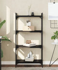 Industrial Style Four Shelf Bookcase With Matte Black Finish And Height Adjustable Shelves Engineered Wood Display Stand