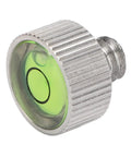Chiyyak Camera Spirit Level for DSLR and Mirrorless Cameras Compact Stainless Steel adjustable level bubble with green vial.
