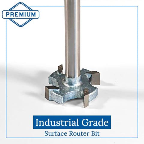 1 Inch Surfacing CNC Router Bit For Spoilboard And Wood Flattening, 1/4 Inch Shank, Carbide Tipped, front view