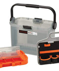 20V Max Cordless Drill With 64-Piece Home Toolkit In A Translucent Portable Toolbox with organized compartments visible