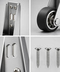 Badass Heavy Duty Vertical Track Roller Wheel For Barn Doors And Drawers Featuring Rock Solid Rubber Casters quiet rubber wheel and secure screws close-up