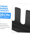 Close-up of heavy duty wall mount hook for tools, made of solid iron, part of Badass Heavy Duty Wall Mount Garage Tool Shelf.