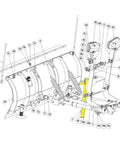 Diagram of Heavy Duty A Frame Plow Support Jack For MD HD EX VX CM Models Keeps Blade Upright When Detached And Makes Attachment And Removal Easy, Easy On And Off Built Tough Snow Plow Accessory For Trucks And UTVs showing installation details.