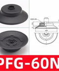 Industrial Grade Single Layer Vacuum Suction Cup For Pneumatic Manipulator Equipment, PFYK 60 size, black imported silicone.