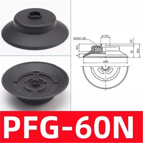 Industrial Grade Single Layer Vacuum Suction Cup For Pneumatic Manipulator Equipment, PFYK 60 size, black imported silicone.