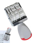 Slick Ergonomic Rubber Date Stamp With Comfortable Grip And Multifunctional Design For Scrapbooking And Office Documents, gray plastic, self-inking.