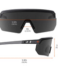 Oversized Blade Style Anti Fog Safety Glasses Featuring Polarized Tinted Lenses With Anti Scratch Coating For Tough Job Sites side and front view.