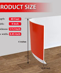 Vinyl Wall Baseboard Molding 4 Inch Peel And Stick Self Adhesive White 40 Feet Flexible Rubber Trim with size diagram