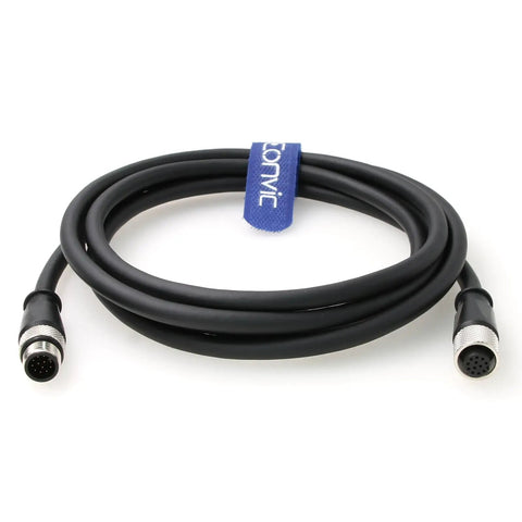 M12 A Code 12 Pin Male To Female Cable For Cognex Cameras Actuators And Sensors Industrial Ethernet And Fieldbus 2M, coiled view