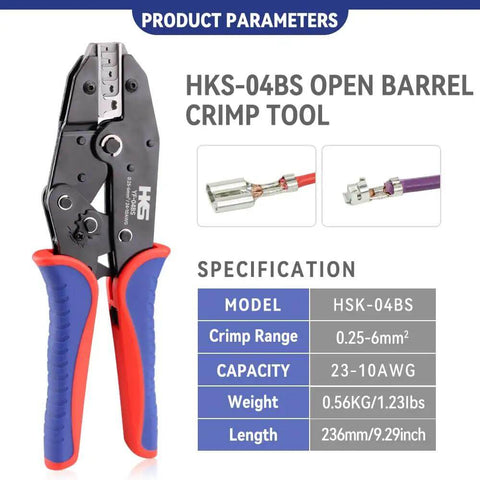 Pro Grade Crimping Tool For Non Insulated Open Barrel Terminals And JST Molex TE Connectors AWG 24 To 10 0.25 6mm2