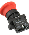 Red 22mm Latching Push Button Switch Mushroom Emergency Stop Button 600V 10A With Normally Closed And Normally Open Contacts For Industrial Control Panels And Heavy Duty Machinery, black base