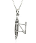 Outrigger Canoe Charm Necklace For Women Sterling Silver Dainty Handmade Ocean Boat Pendant 18 Inch Minimal Layering Jewelry