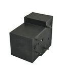 Side view of 12 Volt DC General Purpose Power Relay 30 Amp 4 Pin With Quick Connect Terminals for Auto and Industrial Use, heavy-duty casing.