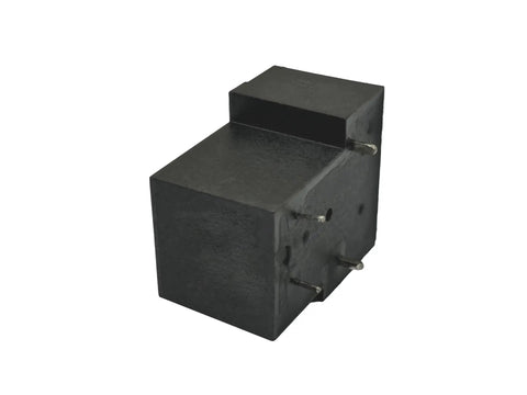 Side view of 12 Volt DC General Purpose Power Relay 30 Amp 4 Pin With Quick Connect Terminals for Auto and Industrial Use, heavy-duty casing.