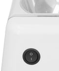 Close-up of the button on the Slick Smart Automatic Pet Feeder With Induction Auto Opening Lid For Dogs And Cats.