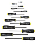 Set Of 13 Workhorse Balldriver Screwdrivers With ProGuard Finish, Ergonomic Cushioned Handles, arranged in size order