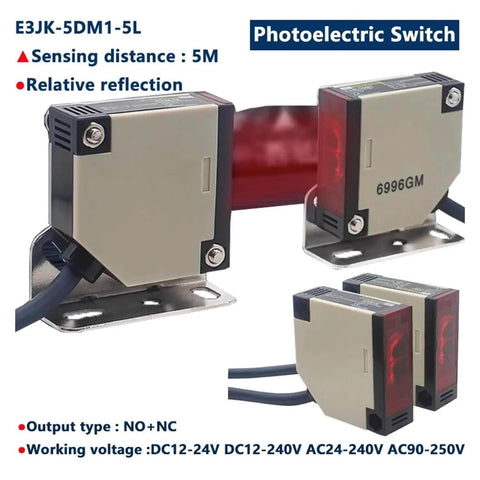 5-Meter Detection Gate Safety Photocell Sensor For Garage Doors, Photoelectric Proximity Switch With DC12-24V