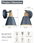 One Light Wall Sconce With Hammered Metal Shade Modern Vanity Bath Lighting For Mirror Bedroom Blue Finish E26 Base Compatible