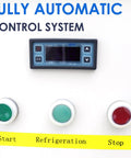 Control panel of Built Like A Tank Heavy Duty Portable Industrial Air Conditioner with start and stop buttons.