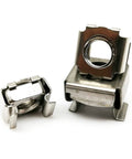 Rugged 304 Stainless Steel Square Clip Floating Cage Nuts for Server Rack and Cabinet Mount, M10, 2-Piece Pack showing two durable fasteners.