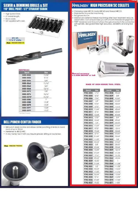 5/16 Inch High Precision 5C Collet With Tight Tolerances, Runout 0.0006 In At 3xD, Hardened And Ground Tool Steel