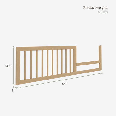 Toddler Bed Rail Guard Conversion Kit for Full Size Cribs to Toddler Beds, Durable Pinewood Safety Rail in Natural Oak Finish, 55 inches
