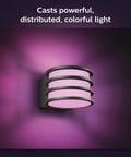 Lucca Outdoor Smart Wall Light With Color Ambiance LED Bulb Black E26 Weatherproof Porch Lighting displaying purple light