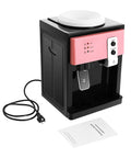 Tabletop On Demand Hot And Cold Water Dispenser For Desktop Use Portable Five Gallon Water Cooler With Cup Activated Dispensing Self Serve Hydration Station For Bedroom Dorm RV Office Pink And Black side view with power cord