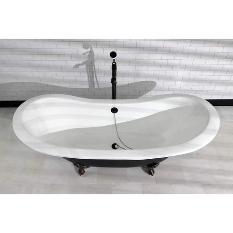 Solid Brass Claw Foot Bath Drain With Oil Rubbed Bronze, 27 Inch, Adjustable To Fit Most Clawfoot Tubs, side view.