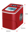 Compact Portable Ice Maker With Lightning Fast Freeze And Whisper Quiet Motor Runs Smooth For Home Bars and Tiny Spaces, red design.